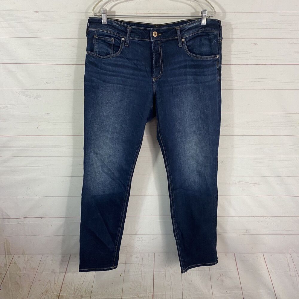 Silver Womens Boyfriend Jeans Size 34 Blue Cotton Blend Relaxed Fit 36x30